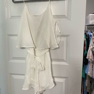 She + Sky White Textured Romper